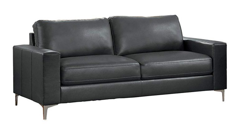 dark grey faux leather sofa