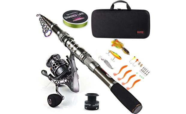 Sougayilang Telescopic Spinning Fishing Rod With Carrier Bag